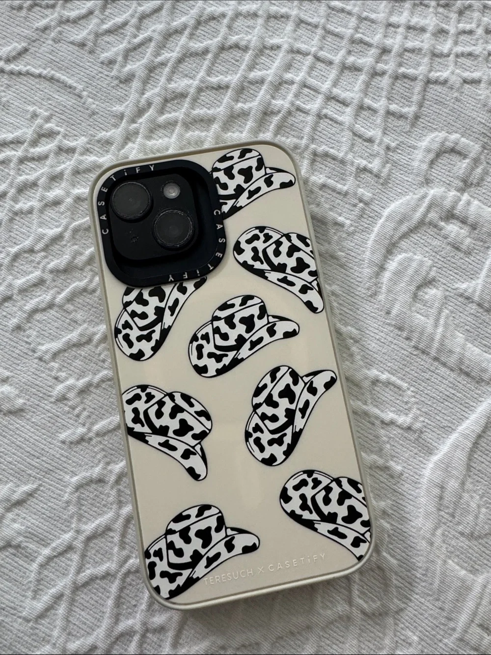 Casetify Black and White Cowboy Hat Pattern iPhone Case